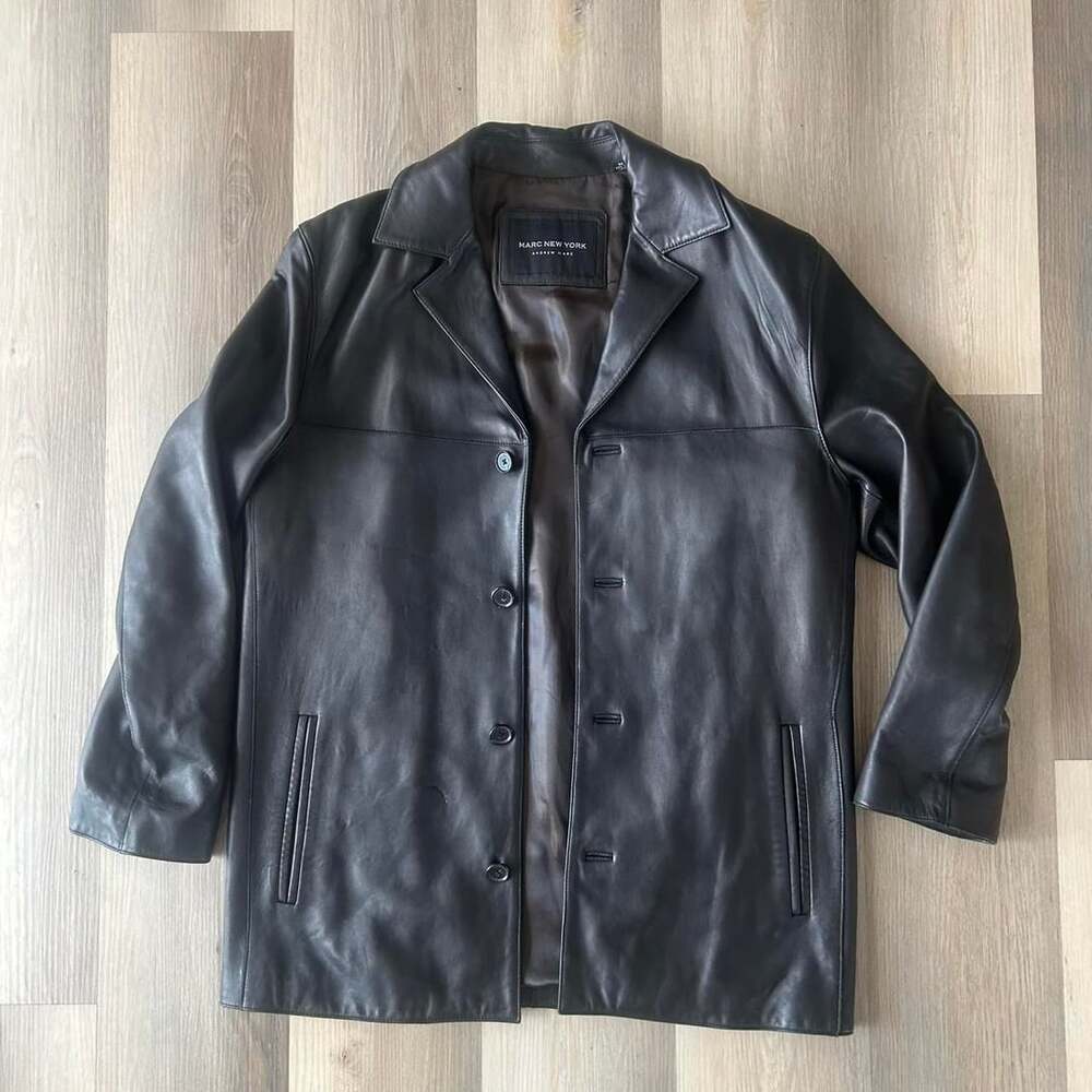 Marc New York Leather Jacket Size M Black Car Coat